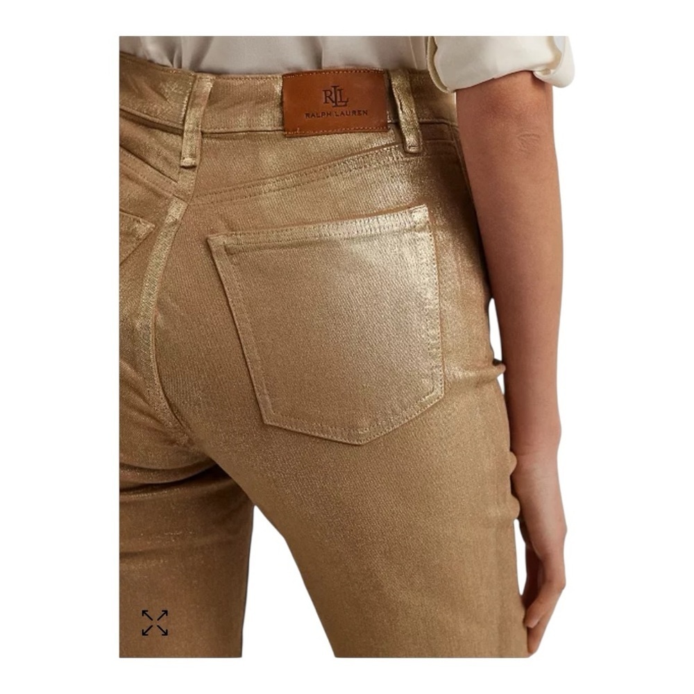 Lauren Ralph Lauren Women's Metallic High-Rise Straight Ankle Jeans 12P New - Picture 4 of 9